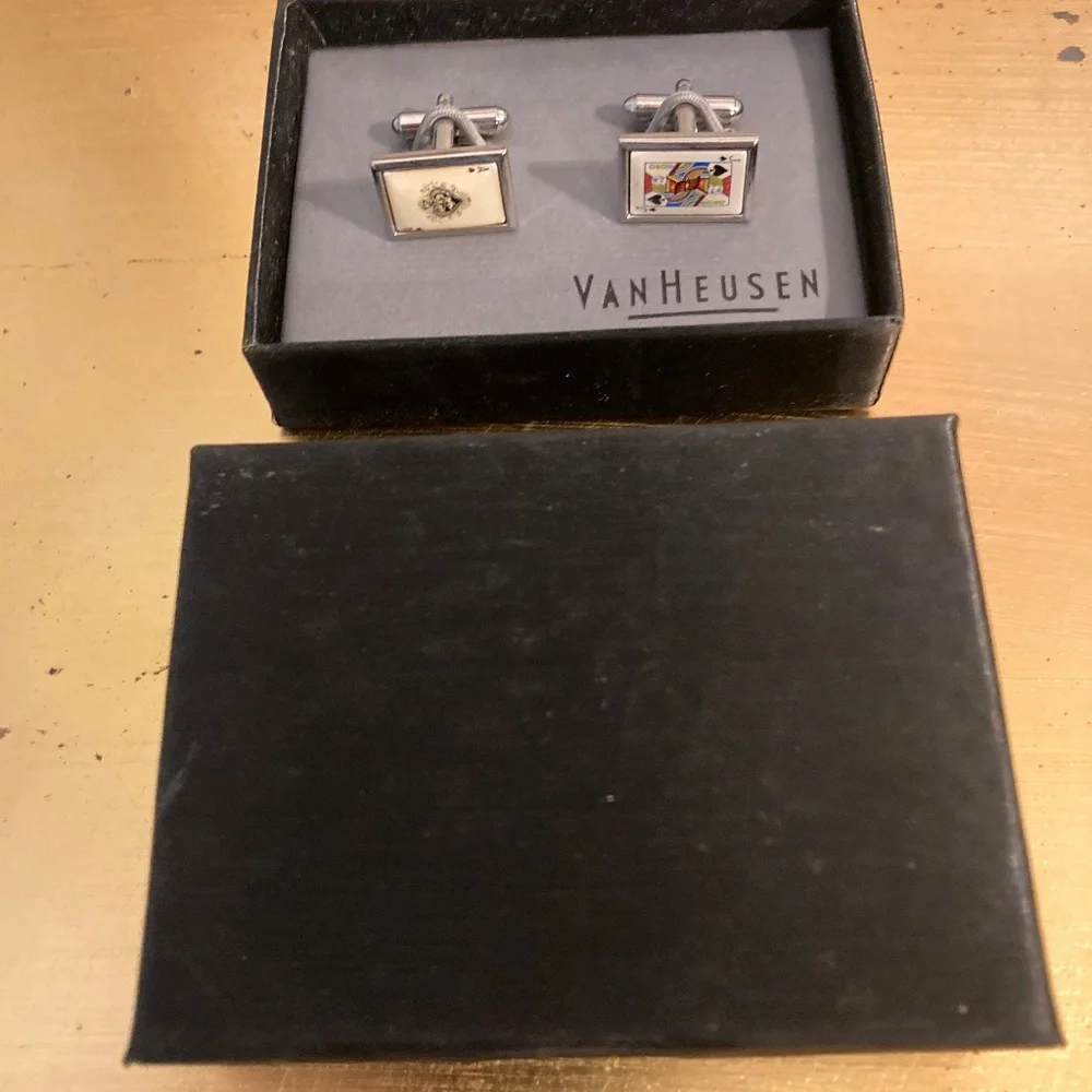 Van Heusen Black Jack Cufflinks  New Old Stock in box.